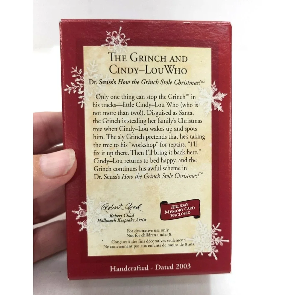 2003 Hallmark Keepsake Ornament The Grinch & Cindy-Lou Who Dr Seuss Original Box